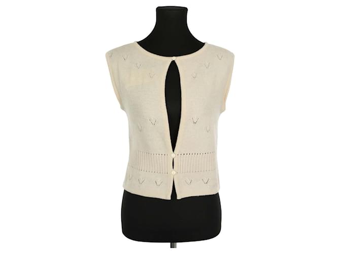 Courreges Cardigan in lana beige