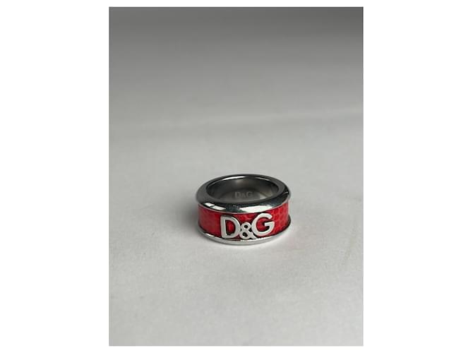 Anello in acciaio vintage Dolce & Gabbana argento/arancione unisex