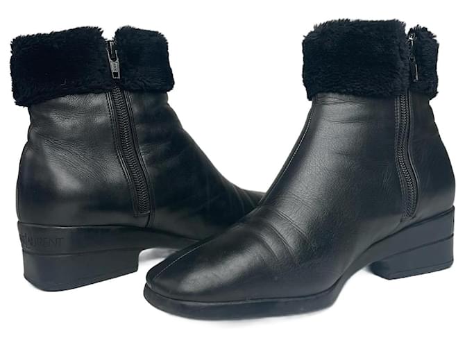 Stivali in pelle vintage Yves Saint Laurent neri Nero