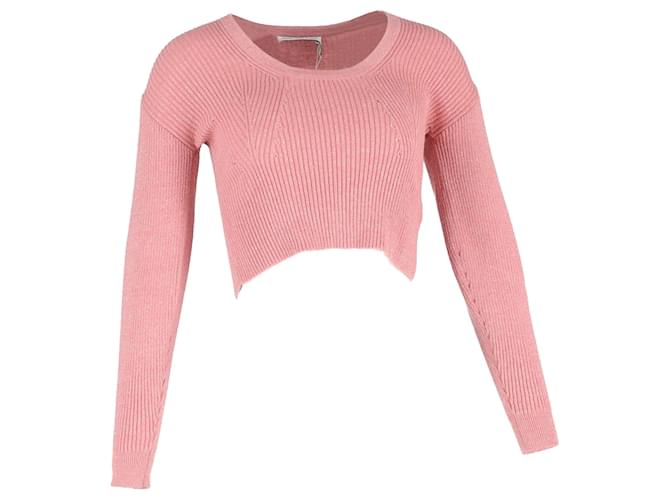 Self portrait Maglione corto a coste in lana rosa Self-Portrait Marrone