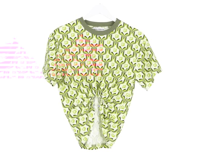 Top corto stampato Paco Rabanne con dettaglio ad anello in cotone multicolore