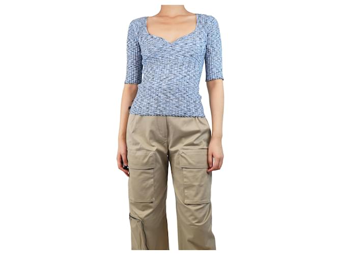 Veronica Beard Top in maglia blu a coste - taglia S