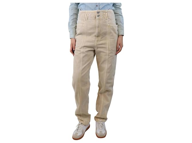 Isabel Marant Etoile Pantaloni in denim beige a vita alta - UK 12