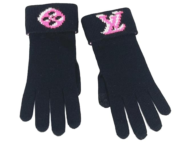 Guanti Monogram 3D Gon Louis Vuitton Nero Rosa