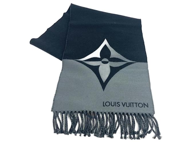 Stola bicolore in lana e cashmere Louis Vuitton Marrone Nero