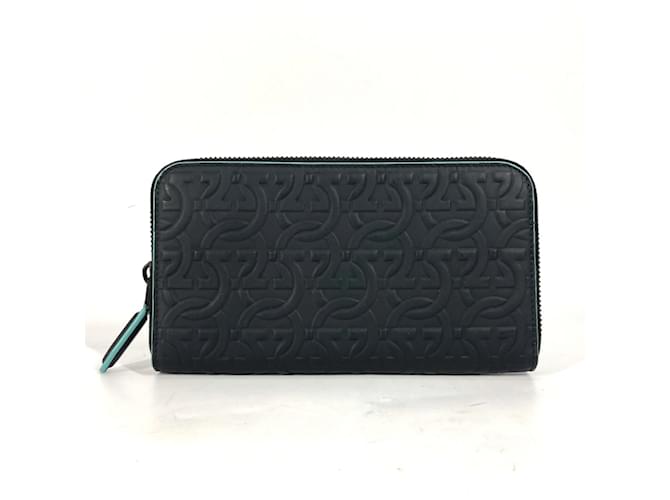 Portafoglio Lungo Salvatore Ferragamo Nero Blu chiaro