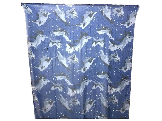 Stola Camouflage Monogram Louis Vuitton Blu