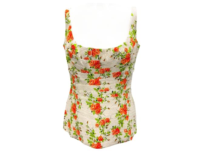 Autre Marque Top senza maniche floreale bianco / arancione / verde di Emilia Wickstead