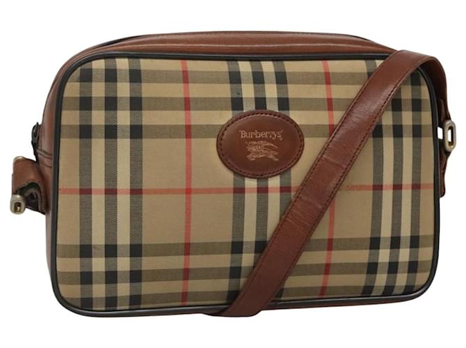 Autre Marque Borsa a spalla Burberrys Nova Check in tela beige Auth BA885