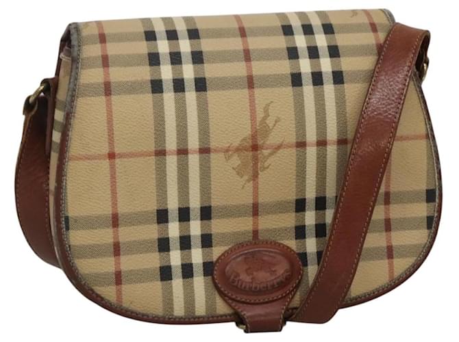 Autre Marque Borsa a spalla Burberrys Nova Check PVC Beige Marrone oro Auth BA689 D'oro