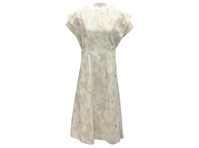 Autre Marque Abito midi in cotone con stampa astratta beige Deveaux New York