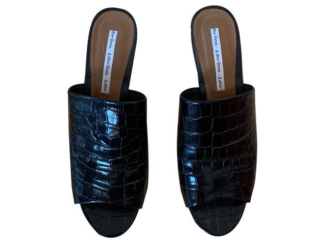 & Other Stories Sandalo mule nero con goffratura coccodrillo e altre storie