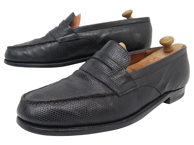 SCARPE VINTAGE JM WESTON MOCASSINI 180 LUCERTOLA 7.5D 42 MOCASSINI IN LUCERTOLA Nero