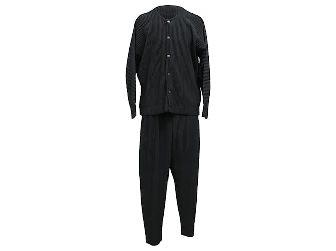 Set Due Pezzi Homme Plissé Issey Miyake in Poliestere Nero