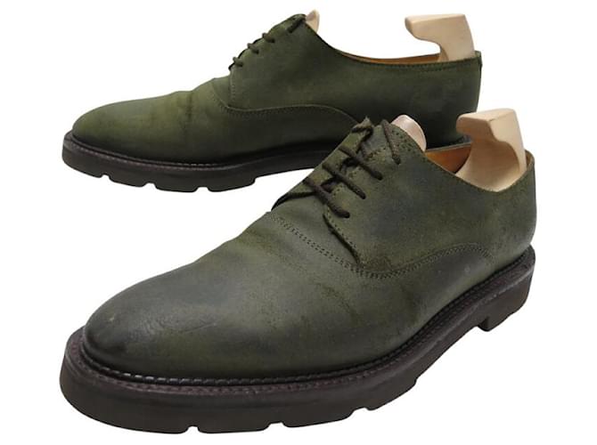 SCARPE JOHN LOBB MILTON DERBY 7.5E 41.5 IN CAMOSCIO CERATO KAKI Cachi