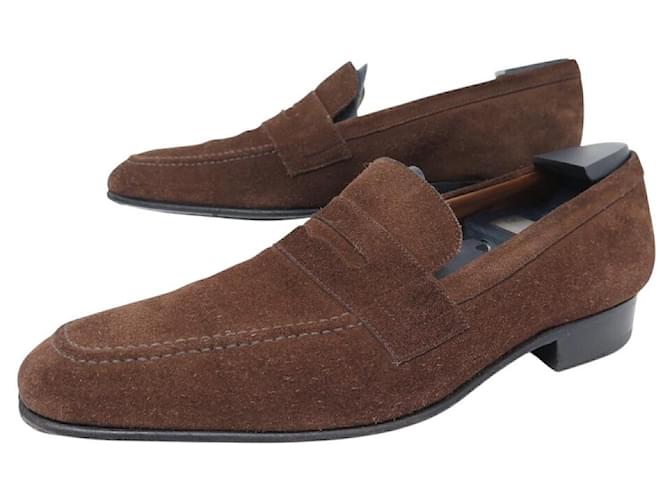 JM WESTON WOOLTON 474 MOCASSINI IN CAMOSCIO 9.5D 43.5 ALBERI Marrone