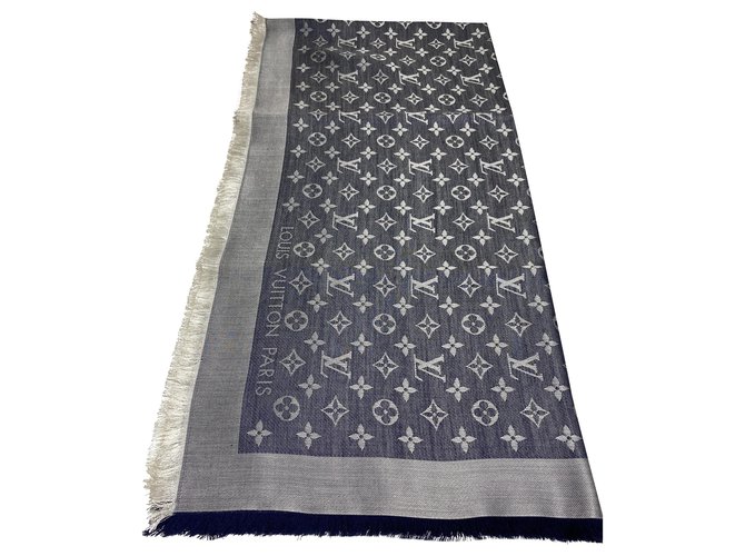 Scialle Louis Vuitton Monogram denim Blu