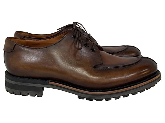 Scarpe Derby Oslo Contrast Berluti in pelle marrone