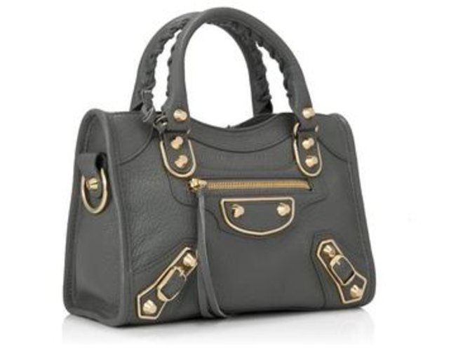 Borsa a mano Balenciaga Mini Edge City in pelle grigia Grigio antracite