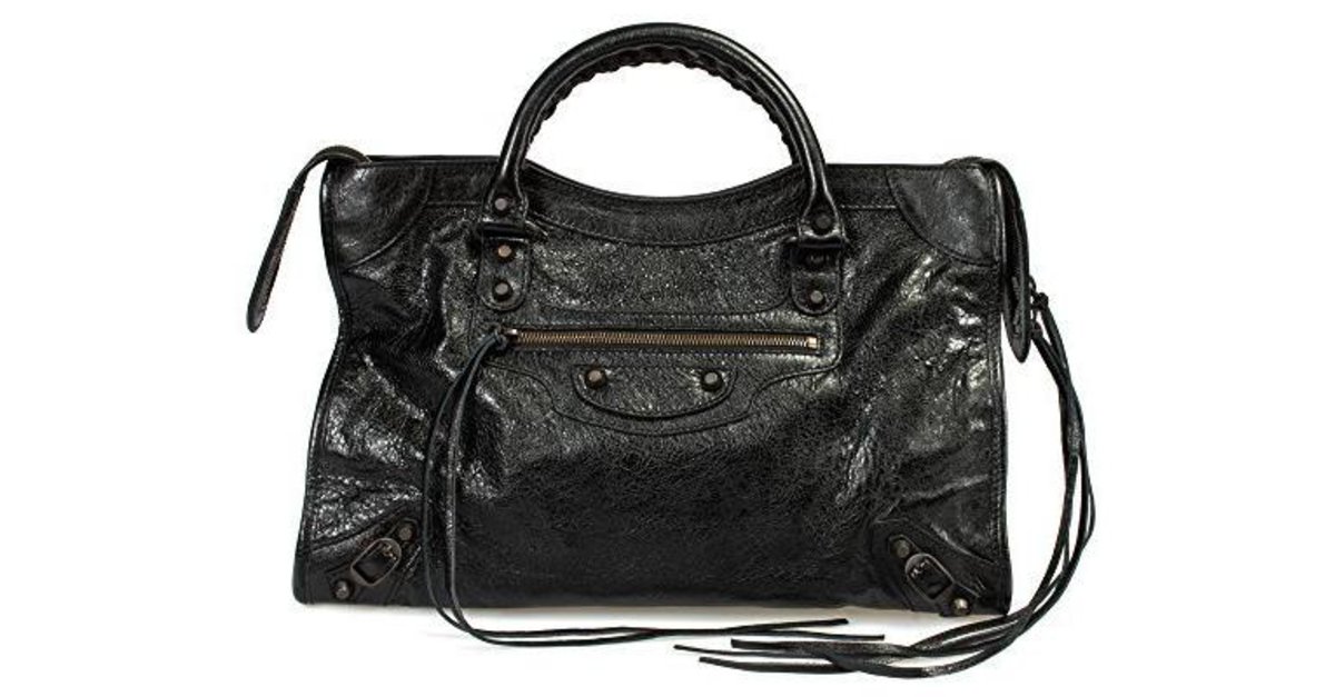 Borsa a mano media City in pelle nera Balenciaga Nero