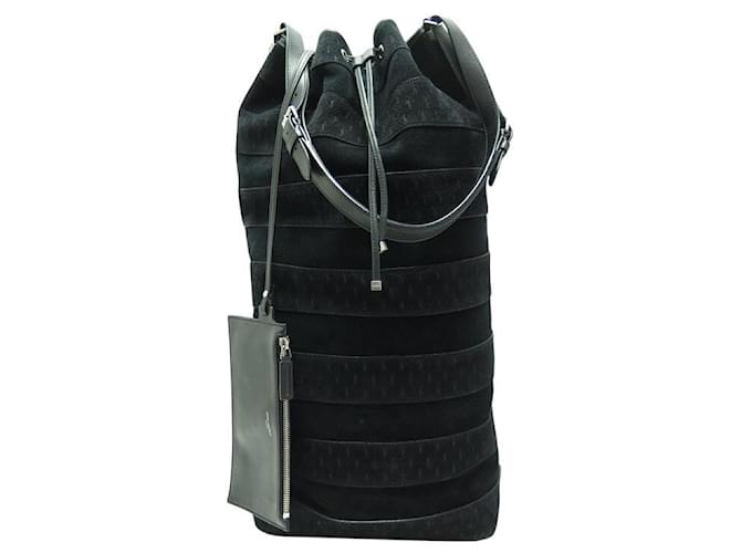 BORSA A SECCHIO SAINT LAURENT MONOGRAMMA IN SUEDE E PELLE NERA YSL Nero