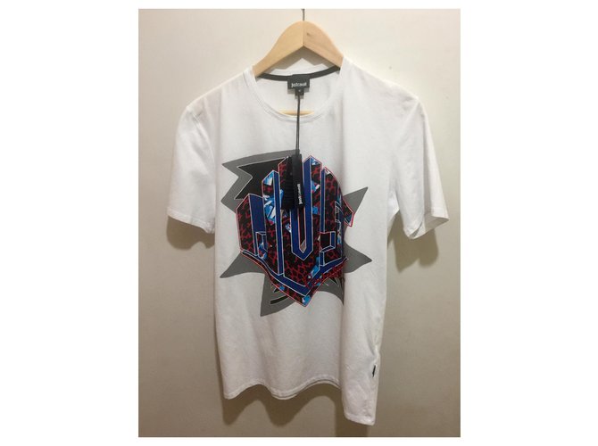 Just Cavalli Logo T-shirt taglia M Bianco Multicolore