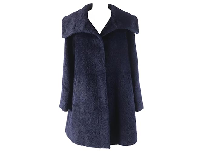 Cappotto a collo ampio in lana di alpaca Max Mara Blu Blu navy