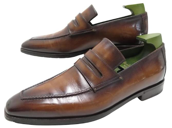 SCARPE BERLUTI ANDY DEMESURE S3411 7 41 IN CUOIO PATINA CACAO Marrone