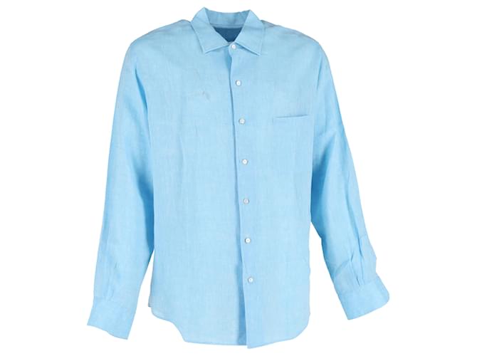 Camicia a maniche lunghe Andre Loro Piana in lino blu Blu chiaro