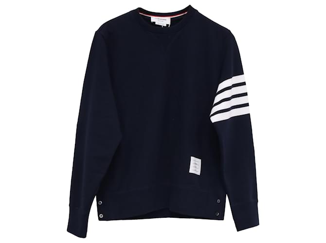 Felpa girocollo 4-Bar Thom Browne in cotone blu navy