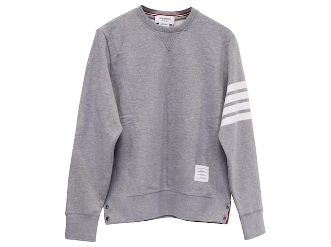 Felpa girocollo 4-Bar Thom Browne in cotone grigio