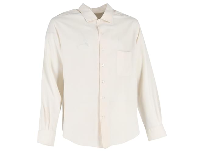 Camicia a maniche lunghe Andre Loro Piana in seta crema Bianco Crudo