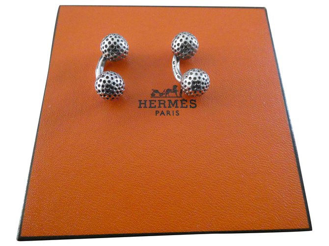 Coppia di gemelli con pallina da golf in argento sterling Hermès