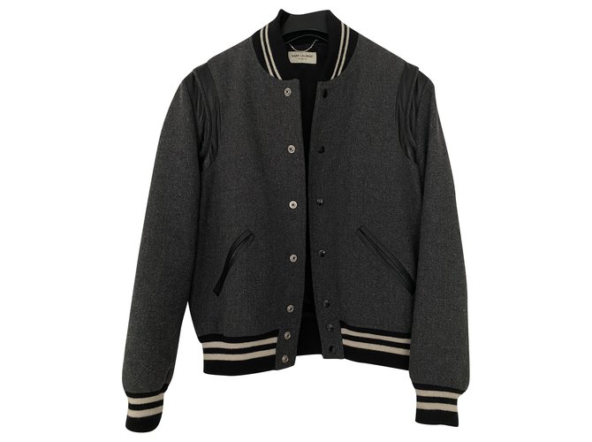 Saint Laurent Giacca Teddy Grigio