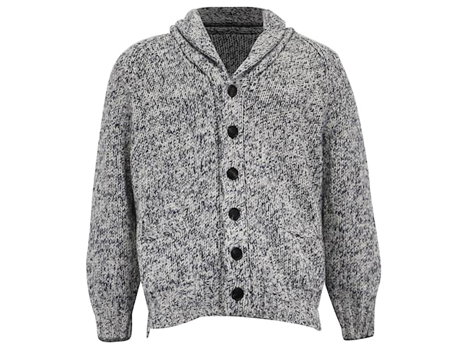 Cardigan in cashmere blu navy con colletto a scialle di Brunello Cucinelli
