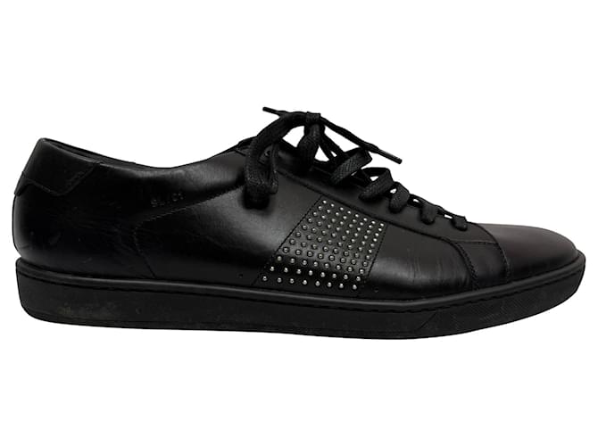Sneakers basse con borchie Saint Laurent in pelle nera Nero