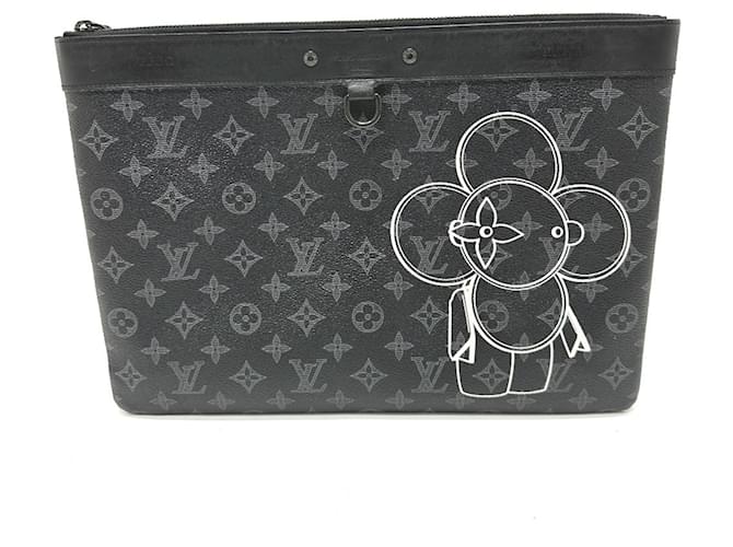 Borsa Clutch Pochette Apollo Monogram Eclipse di Louis Vuitton Nero Monogramma