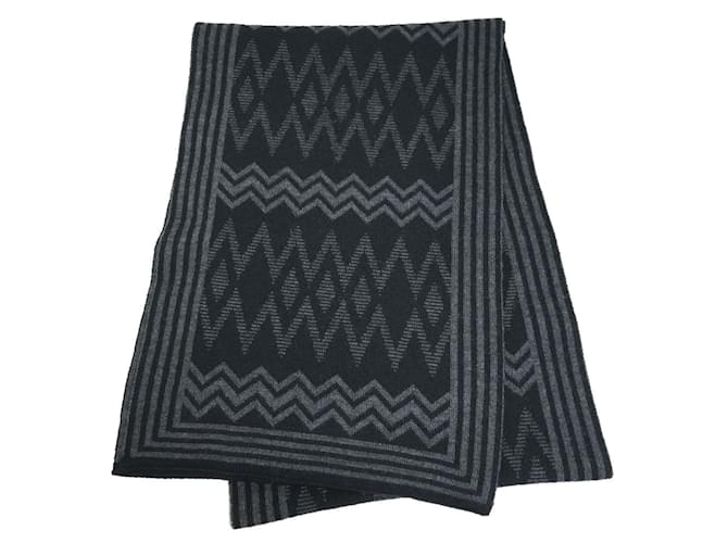 Stola in lana a righe Chevron Louis Vuitton Marrone Nero
