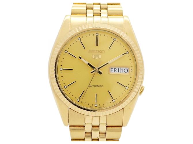 Orologio da uomo Seiko 5 7S26-0500 con quadrante dorato
