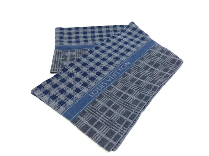 Stola in lana grigia e blu navy Louis Vuitton Marrone