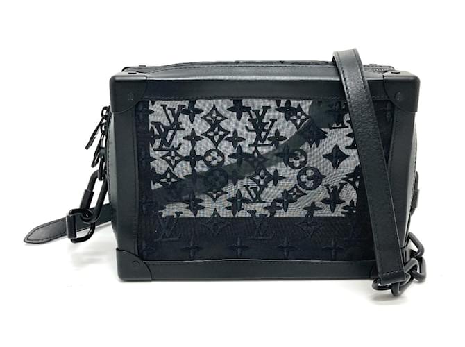 Borsa a Spalla Soft Trunk in Rete Ricamata Monogram Louis Vuitton Nero