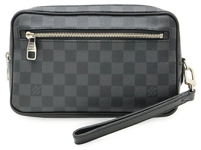 Borsa Clutch Pochette Kasai Damier Graphite di Louis Vuitton Nero