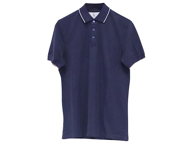 Polo a maniche corte Brunello Cucinelli in cotone blu navy