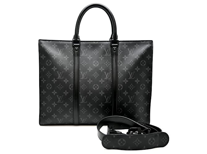 Borsa da Uomo Louis Vuitton Sac Plat Horizontal Zip Nero Monogramma