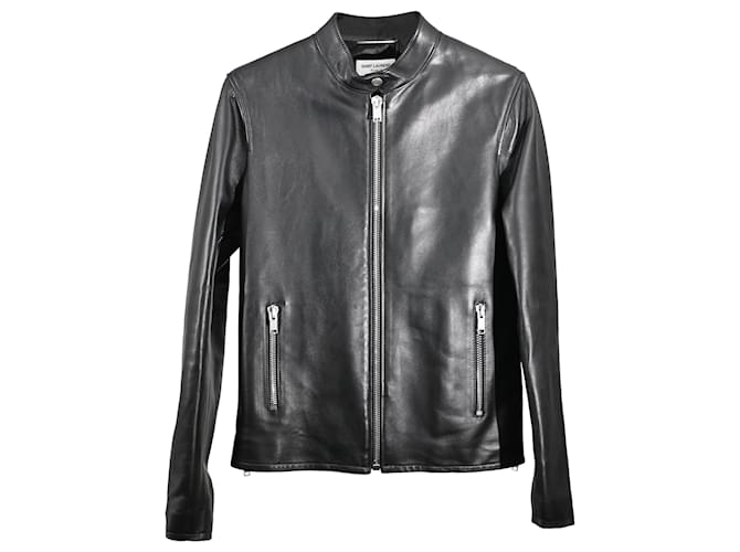 Giacca Racer Saint Laurent in pelle nera Nero