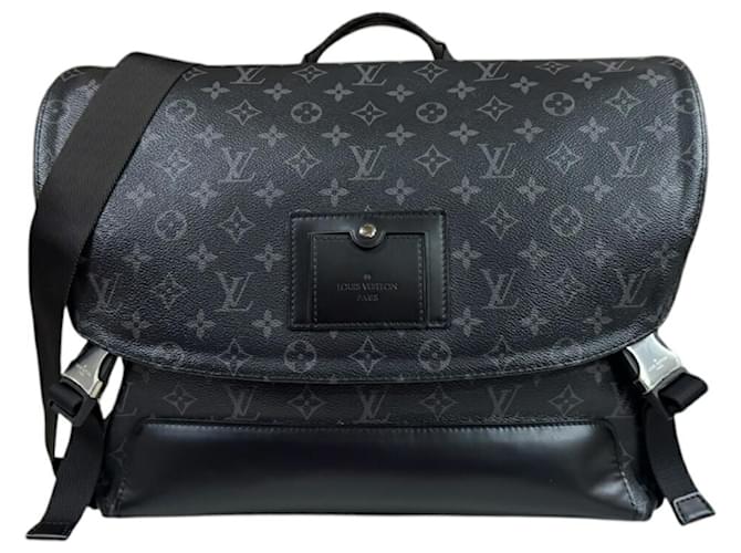 Borsa a Spalla Voyage MM Monogram Eclipse Louis Vuitton Marrone Nero