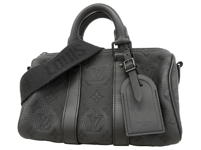 Borsa Louis Vuitton Keepall Bandoulière 25 in Monogram Taurillon Nero