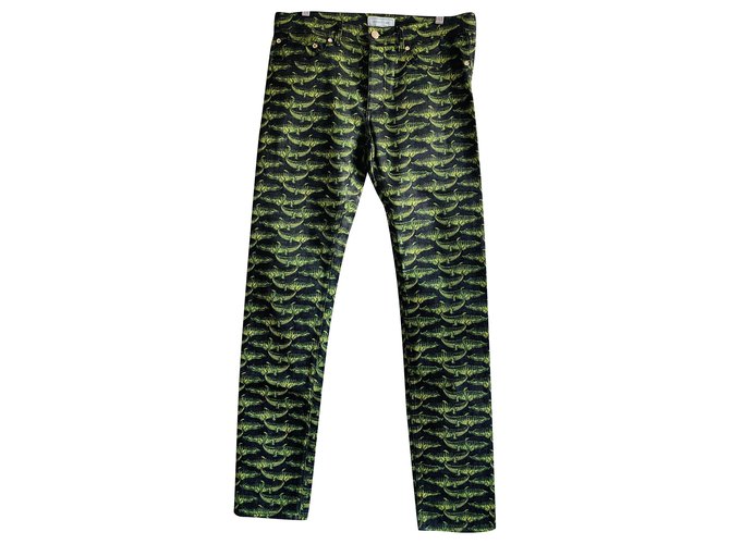 Versace For H&M Pantaloni Nero Verde Verde scuro