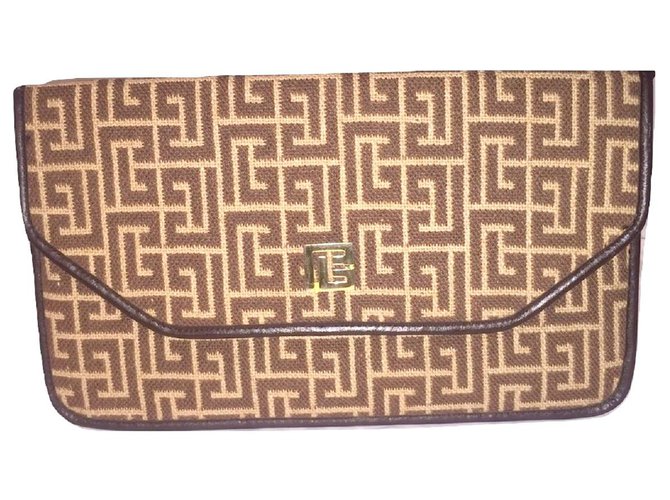 Pochette con monogramma PIERRE BALMAIN Marrone