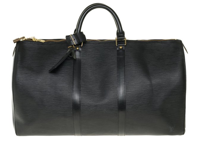 Abbesses Borsa da viaggio Keepall Louis Vuitton 50 in pelle Epi nera in ottime condizioni Nero